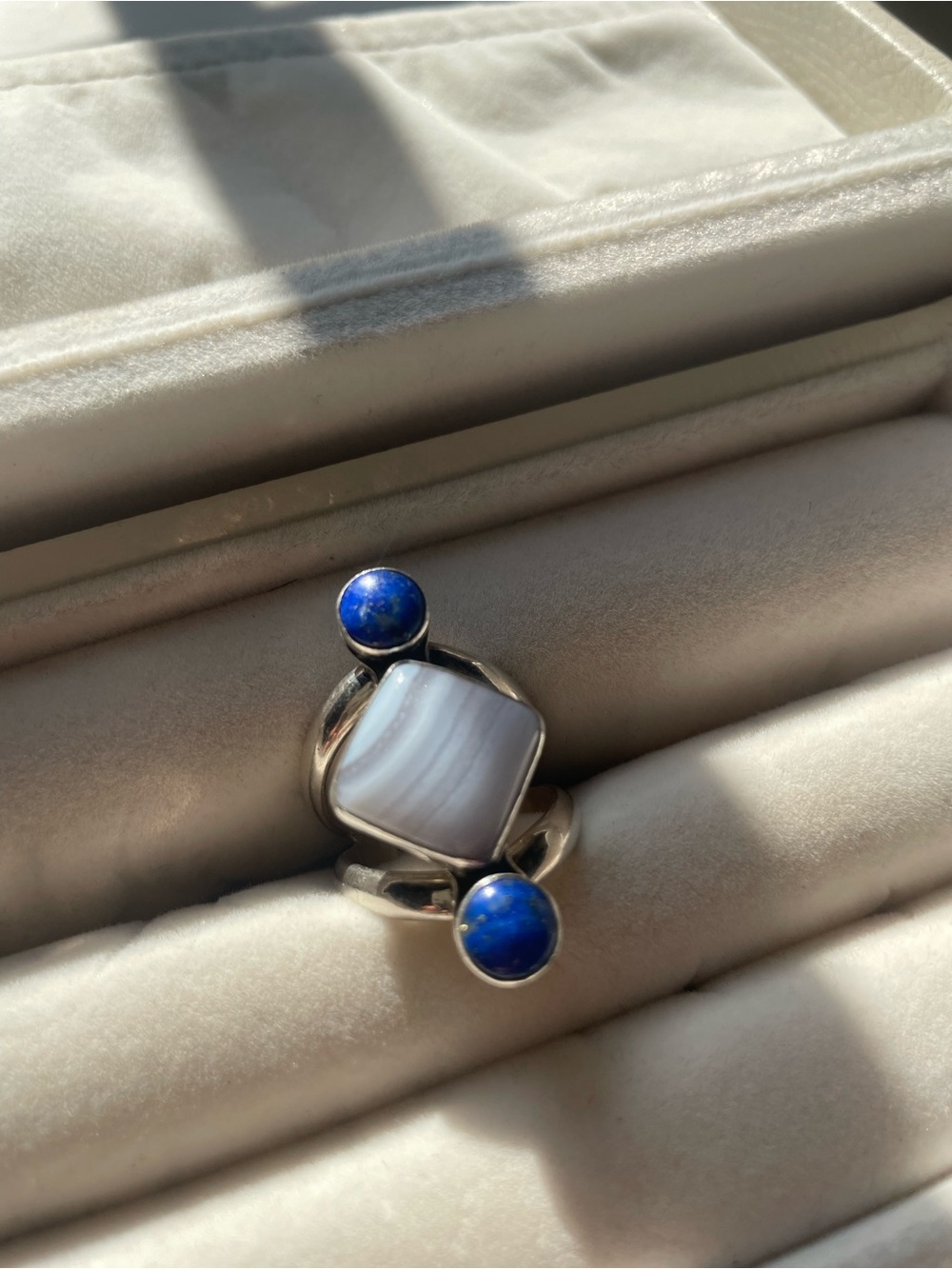 Jay king Sterling Silver Blue Lapis and blue lace Agate Statement Ring